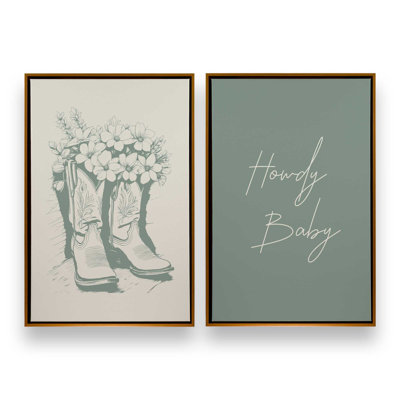 Sage Cowboy Boots in Bloom Set of 2
