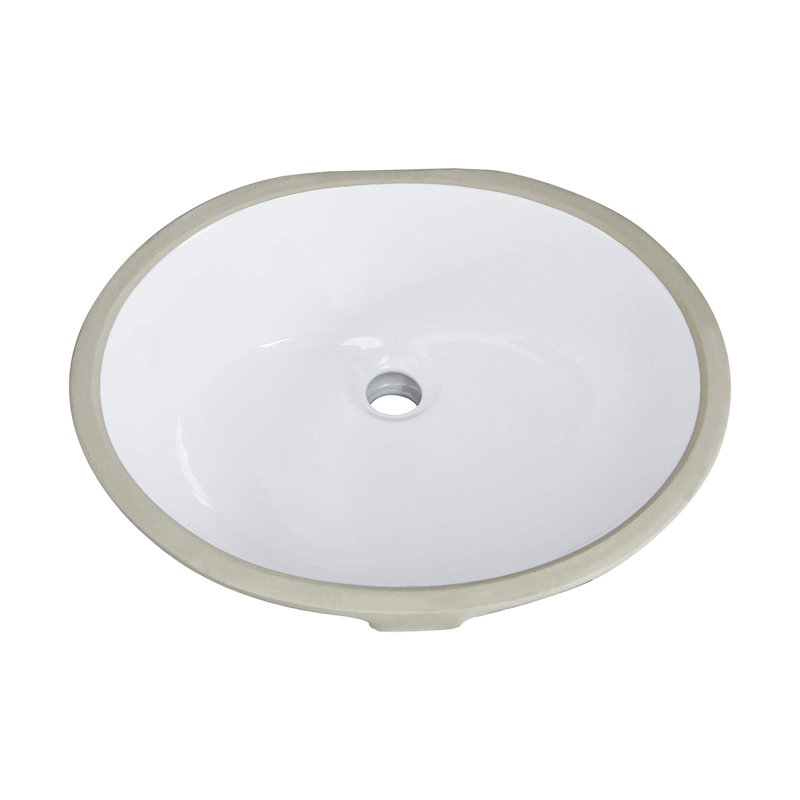 White Oval Undermount Bathroom Sink With Overflow