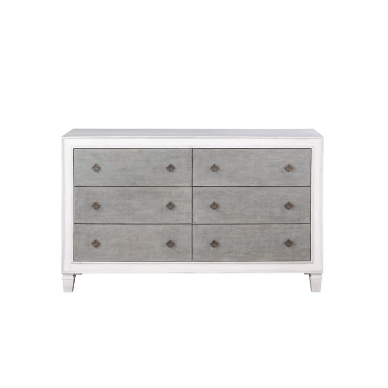 Commode Katia gris rustique et blanc vieilli