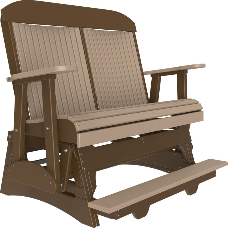 Banc d'extérieur coulissant en polywood, Brun pâle/brun foncé