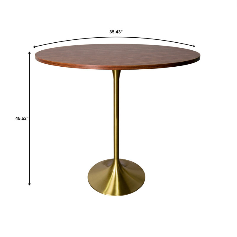 Table de salle à manger à hauteur de bar Greydon, H 43,52 po x l 35,43 po x L 35,43 po, Brun cognac
