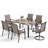 7Pcs Rectangle Powder-Coated Outdoor Patio Dining Set Wood-Like Metal Table With Swivel Sling Chairs