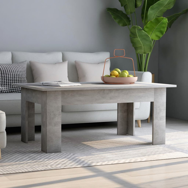 Abraar Engineered wood Four Leg Single Coffee Table, Concrete Gray