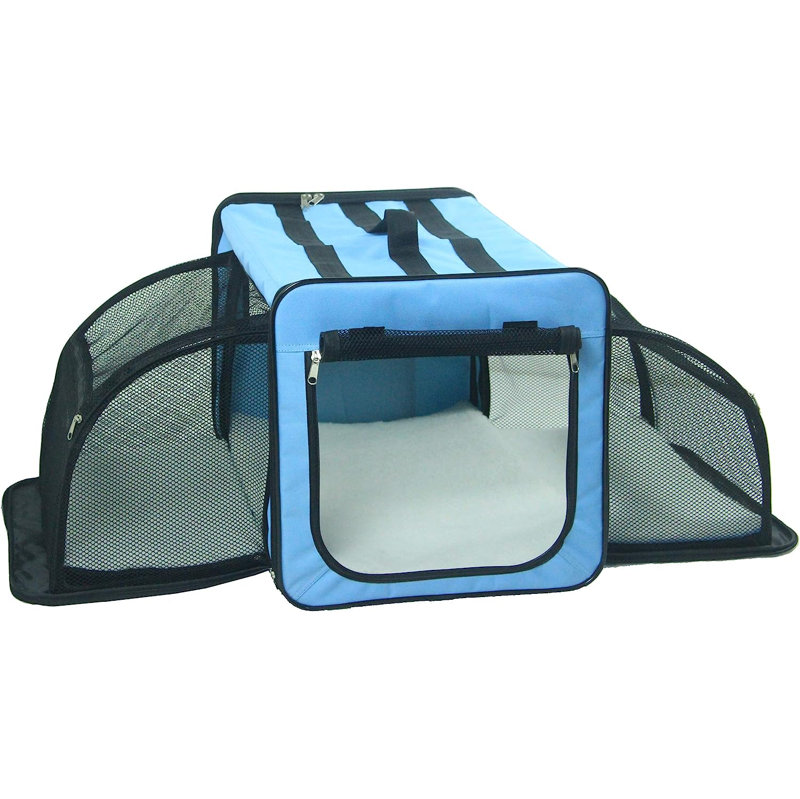 X-Small Blue Expandable Mesh Travel Pet Crate