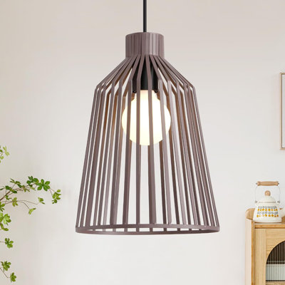 1 - Light Matte Black Caged Pendant
