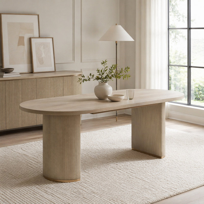 Oval Dining Table Double Pedestal, Natural
