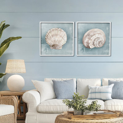 Ensemble de giclée encadrée 2 pièces Seashell Whispers of Shore, design par Eli Jones