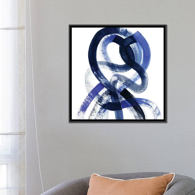 «Blue Kinesis V», impression sur toile, H 18 po x l 18 po x P 1,5 po, Toile avec cadre noir, Pas de tapis