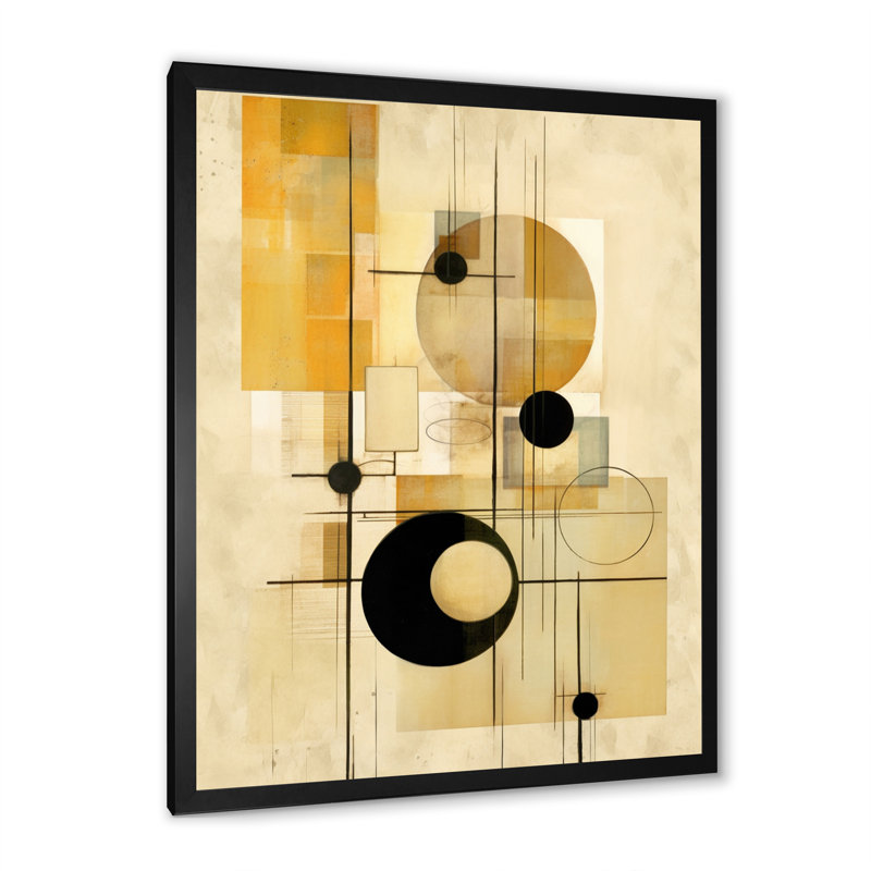 Beige géométrie en mouvement II sur toile, H 20 po x l 12 po x P 1 po, Cadre simple noir
