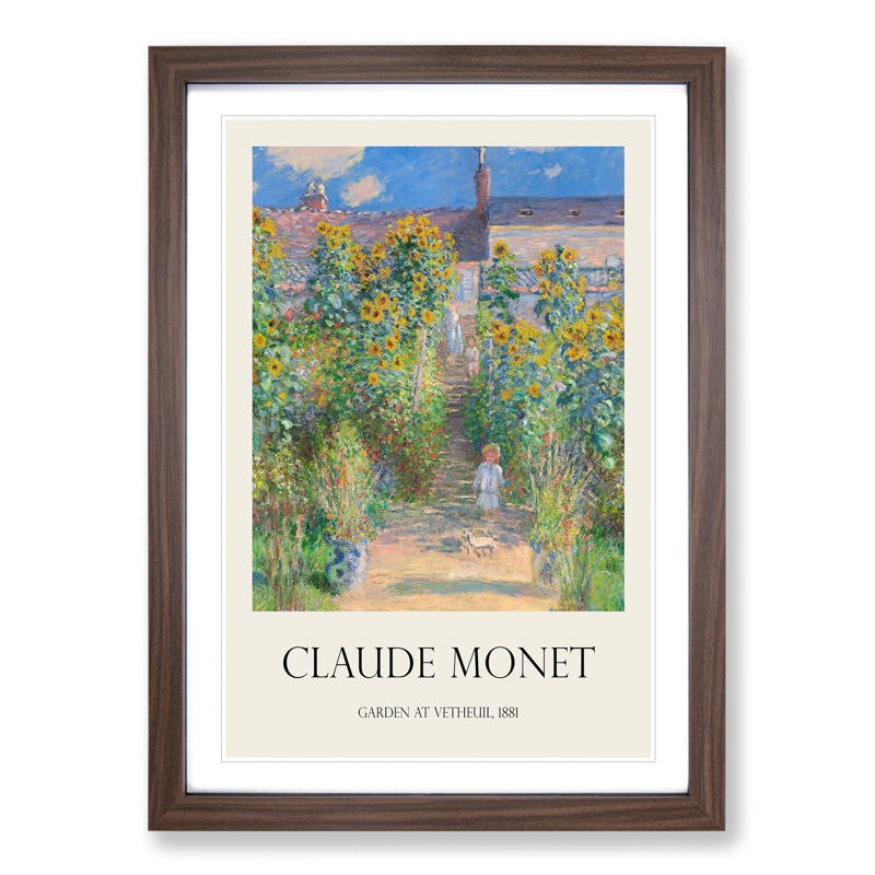 Garden At Vetheuil by Claude Monet - Single Picture Frame Print, 36cm H x 27cm W x 2cm D, Walnut Framed