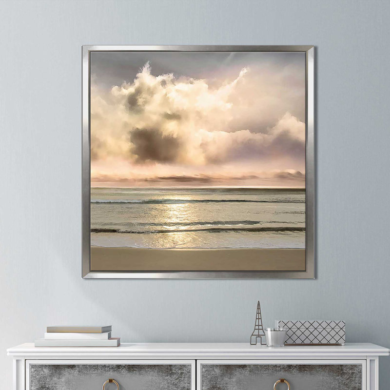 «Warm Breezes», reproduction, H 21,5 po x l 33,5 po x P 2 po, Cadre flottant argent