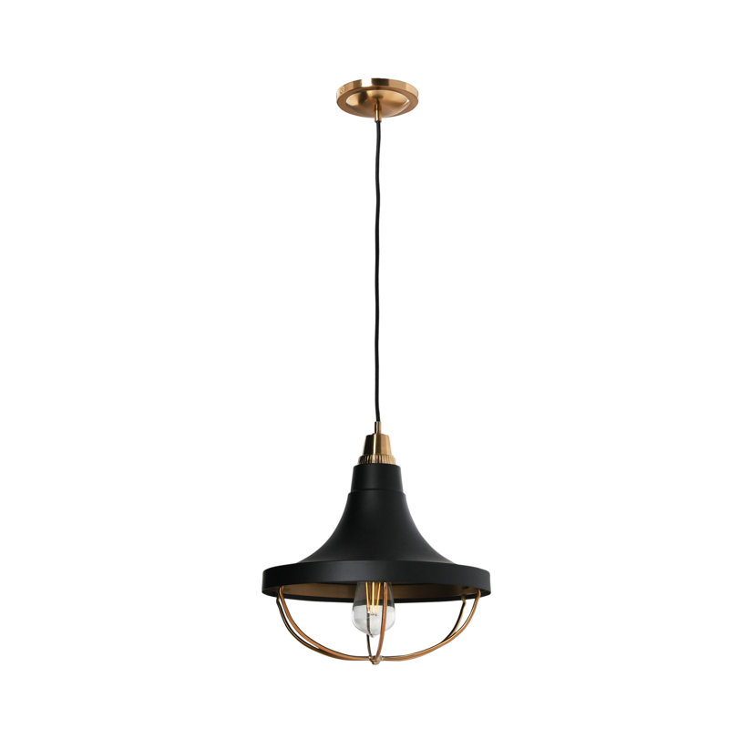 Luminaire suspendu bol 1 lumière, Laiton / Noir