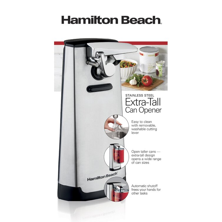Hamilton Beach Brands Inc. 76700 Electric Automatic Can Opener with  Easy-Clean Detachable Cutting Lever, Cord Storage, Knife Sharpener, Brushed  Stainless Steel