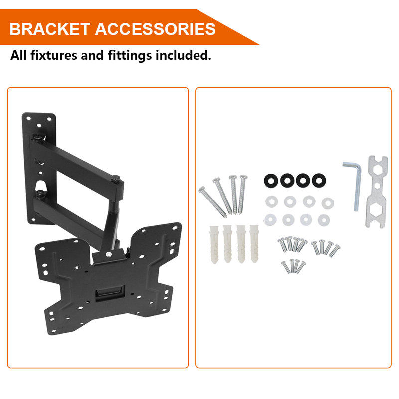 Ailee-May Black Wall Mount for 14"-50" Screens Holds up to 40 kg.