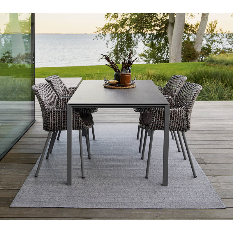 Pure Outdoor Dining Table, Light Gray/Nero Black, 28.8" H x 35.5" W x 59.1" D
