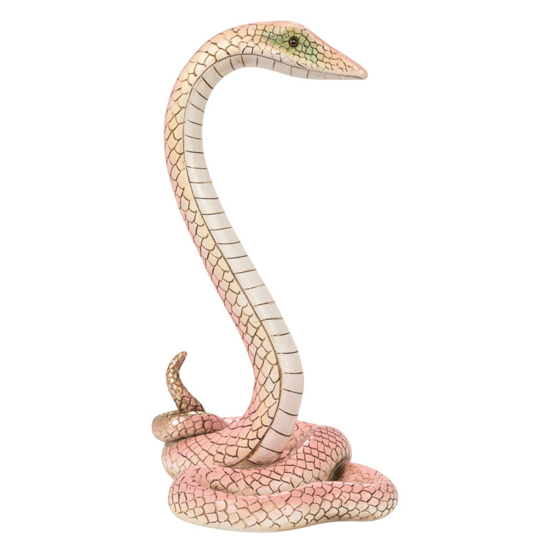 Resin Snake Figurine With Pink