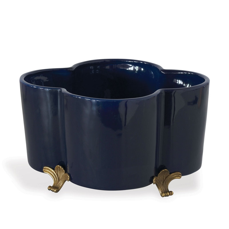 Quatrefoil Planter, Navy