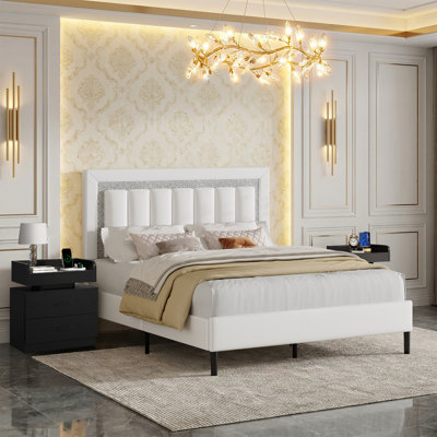 Ensemble de lit plateforme tapissier Diamond
