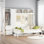 Grand lit escamotable mural avec placard et tiroirs