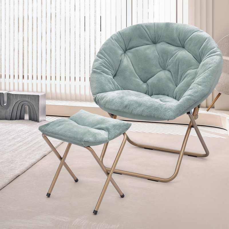 Fauteuil d'appoint pour chaise longue Amey, Fourrure synthétique rose, Bronze, Oui