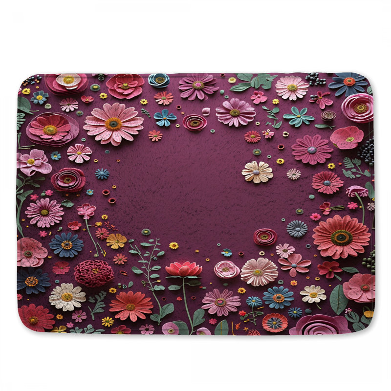 Tapis de bain floral Boho, 34in W x 21in L