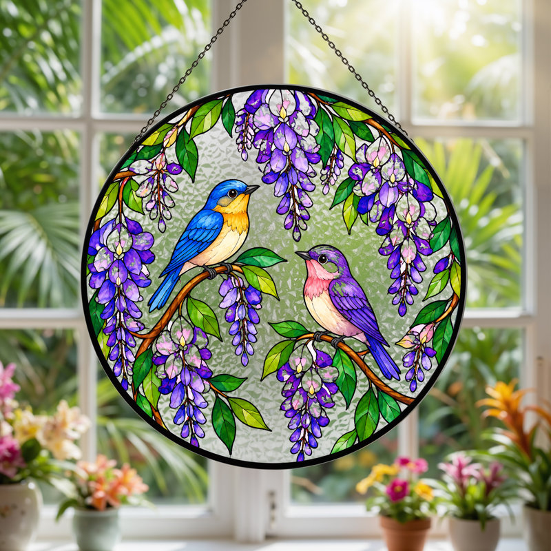 Art mural sur toile bleu et mauve, H 7,8 po