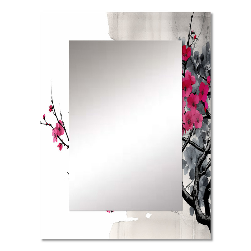 Art asiatique Sumi Blossom II - miroir asiatique unique, 32 po x 24 po