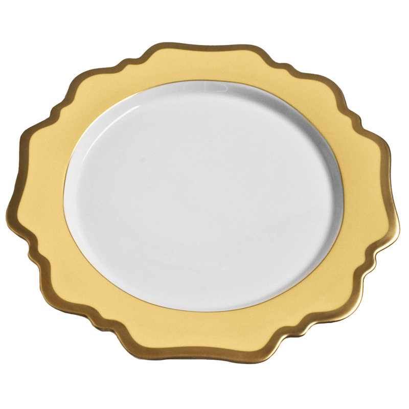 Annas Palette 10.5" Dinner Plate, Yellow/White