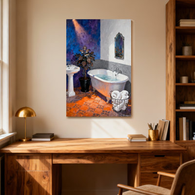 Bath & Laundry Elegant Bathroom Scene With Bathtub And Plant