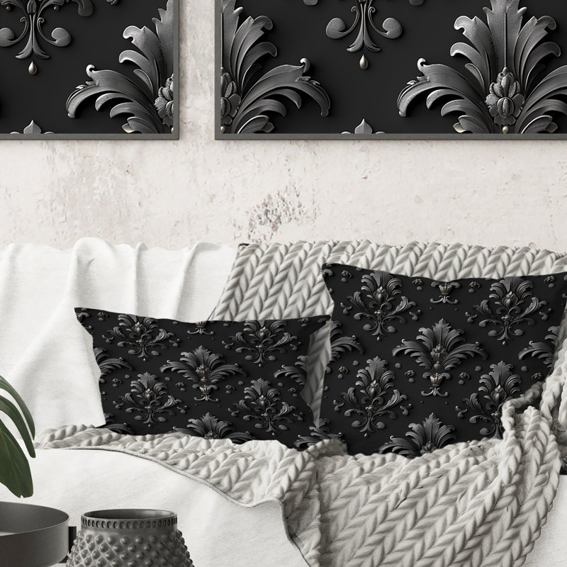 Coussin décoratif gris foncé Glamour Luxe IV, H 18 po x l 18 po