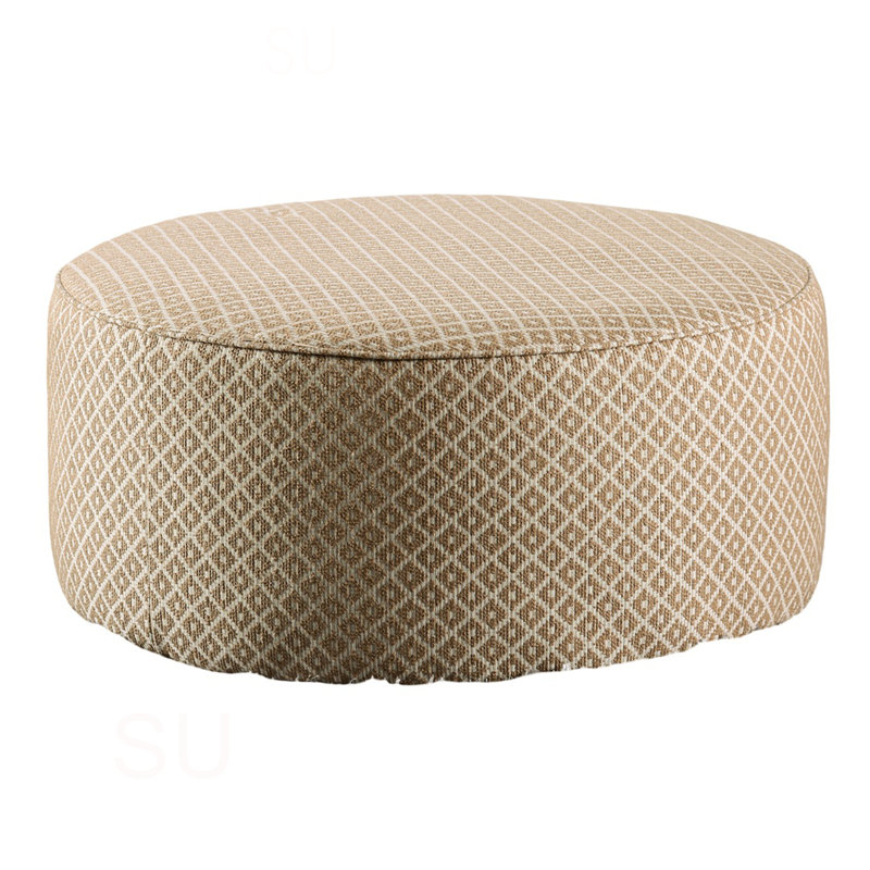 Repose-pieds de style transitionnel avec garniture Welt et finition dorée et grise