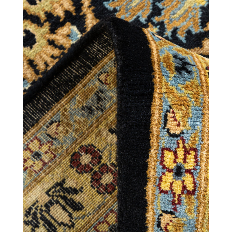 Tapis unique noué à la main Keenan - noir, 8 pi x 10 pi 2 po