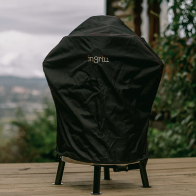 InGrill Large Smoker Cover – Weather-Resistant Waterproof Black Canvas Protective Cover with Bottom Straps, Secure Fit Outdoor Cover for Barrel Smokers