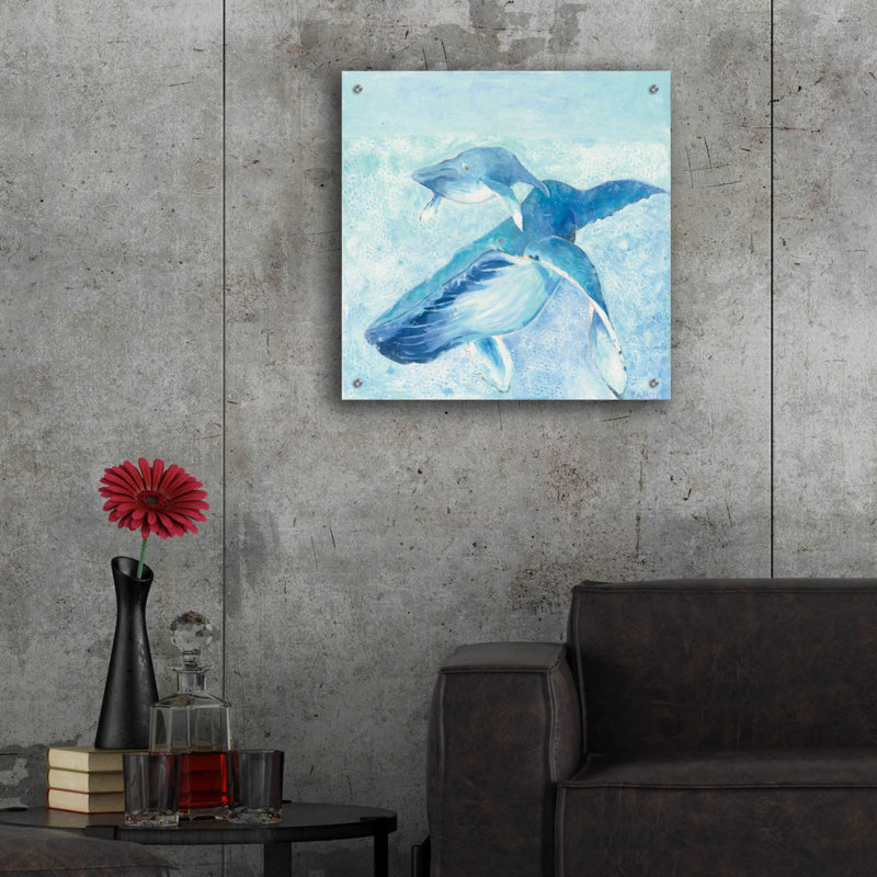 Breakwater Bay «Blue Mama» par Phyllis Adams, art mural en verre acrylique, 12 po x 12 po, H 24 po x l 24 po x P 0,2 po
