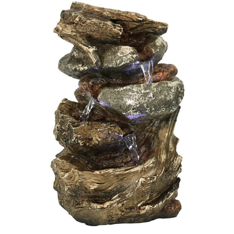 Rock and Log Rustic Tabletop Fountain
