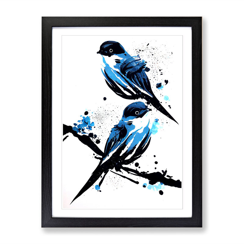 Swallow Bird Splatter Vol.1 - Single Picture Frame Painting, Black, 34cm H x 25cm W x 2cm D
