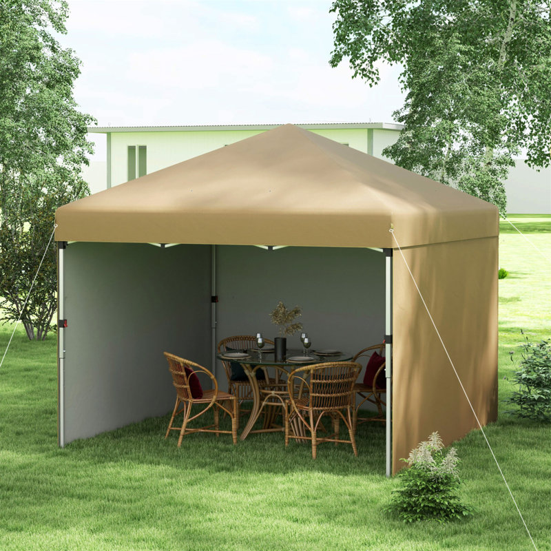 10' X 10' Pop Up Canopy Tent With 3 Sidewalls, Leg Weight Bags And Carry Bag, Height Adjustable, Instant Party Tent Event Shelter Gazebo For Garden, Patio
