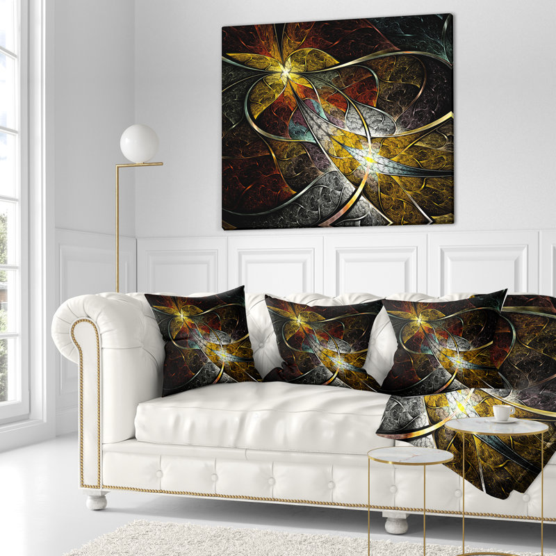 Coussin décoratif symétrique à motif floral fractal