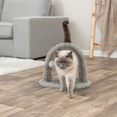  Grattoir avec brosse à griffes pour chat et auto-toilettage, soutient des griffes et un pelage sains