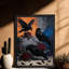 Reproduction d'art encadré noir et noir rétro Raven and Roses-885103926