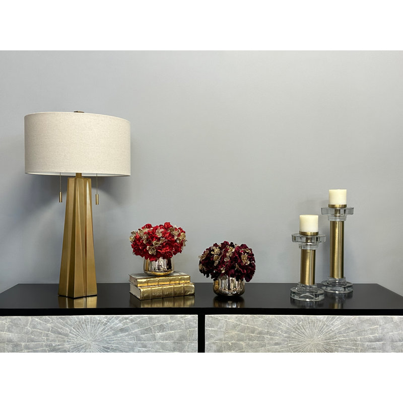 Hydrangea Holiday Arrangement Bundle, Red/White/Gold
