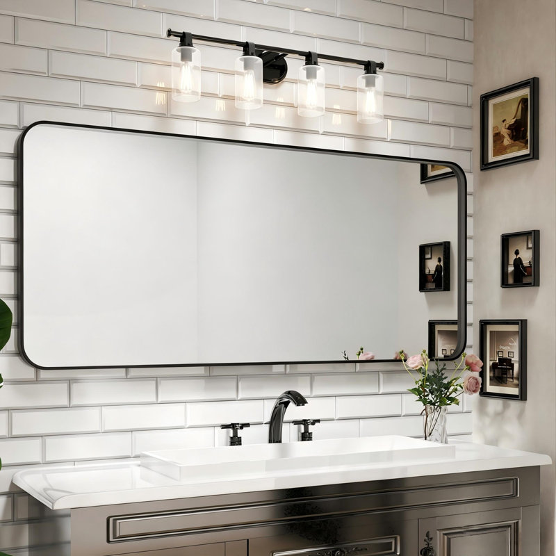 Miroir de salle de bain Waterpar, 32"H x 72"W, Noir mat
