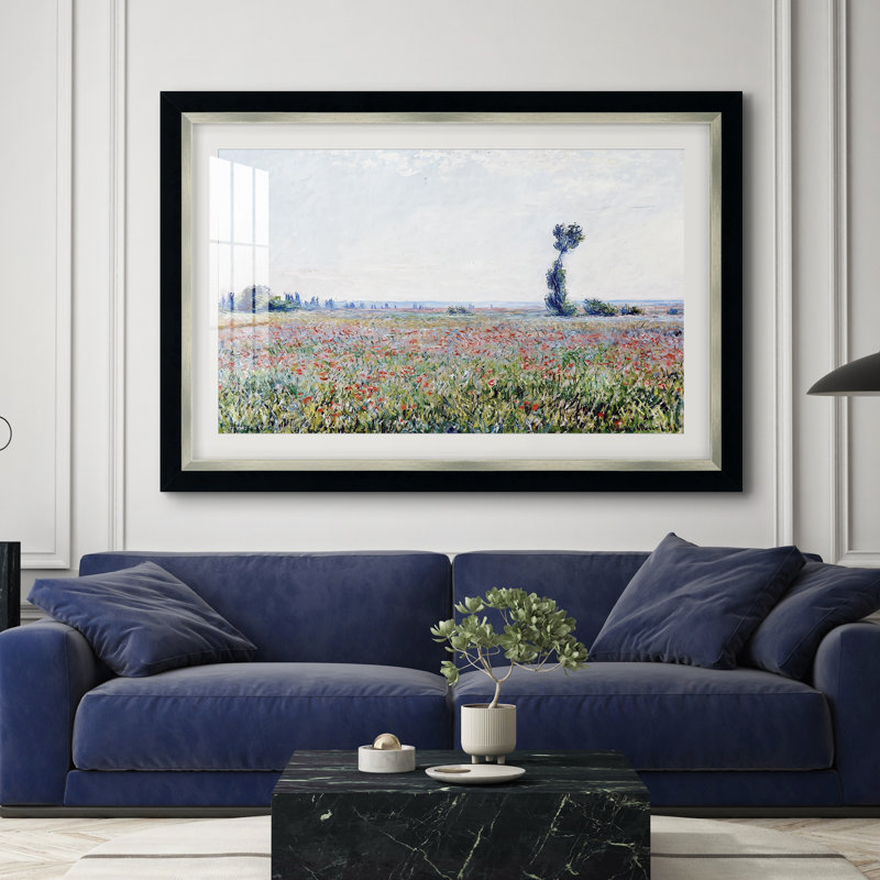 Champ de coquelicots, 1881 - Claude Monet - Reproduction d'art, encadrée sous verre acrylique, grand format, idéal pour le salon