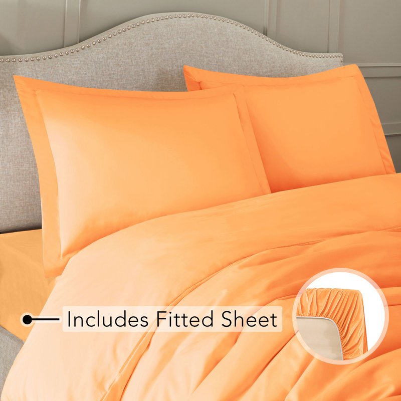 Modern & Contemporary Duvet Cover, Apricot Buff Orange, Extra-long Twin Duvet Cover + 2 Additional Pieces