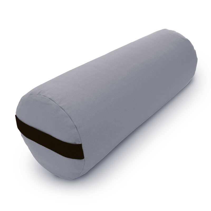 Batting Yoga Bolster - Studio Grade Pillow with Cover, Stone Gray, Cotton, Round