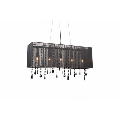 Transitional 5 Light Rectangular Black String Shade Chandelier