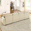 En U avec velours côtelé beige, rangement, 2 repose-pieds, 4 sièges, siège profond, porte-gobelets, 4 canapés et support pour téléphone-1460435871