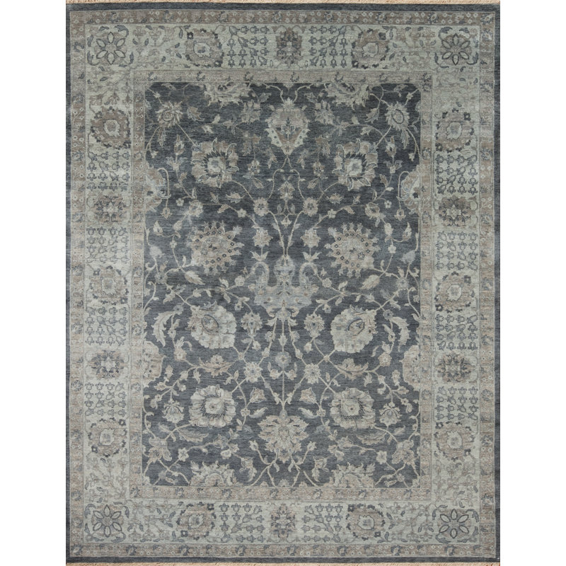 Treasures Wool Oriental Area Rug in Gray, Rectangle 8' x 10'
