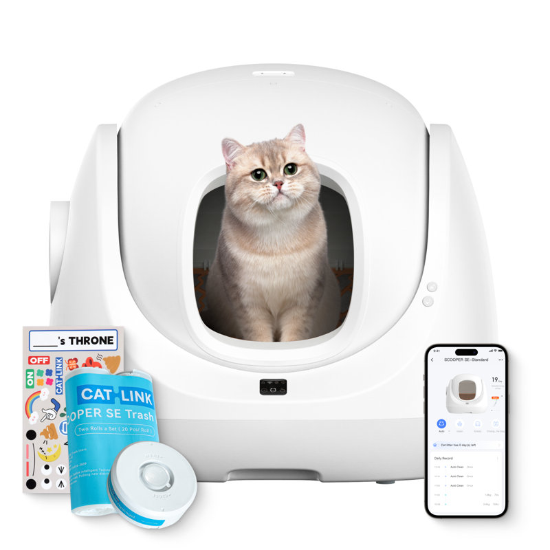 CATLINK SE Lite Classic Model, Self-Cleaning Litter Box for Single Cat – Extra Roomy, Pinch-Free Design for Large, Short-Legged, Senior & Disabled Cats, For Cats 3.5–22 lbs, Gray