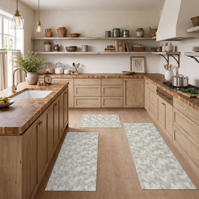 Geometric Chevron Non-Slip Washable Kitchen Mats